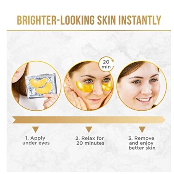 Golden Glow Under Eye Patches for Puffy Eyes & Dark Circles 50ct Skin Care Gift - Picture 3 of 4